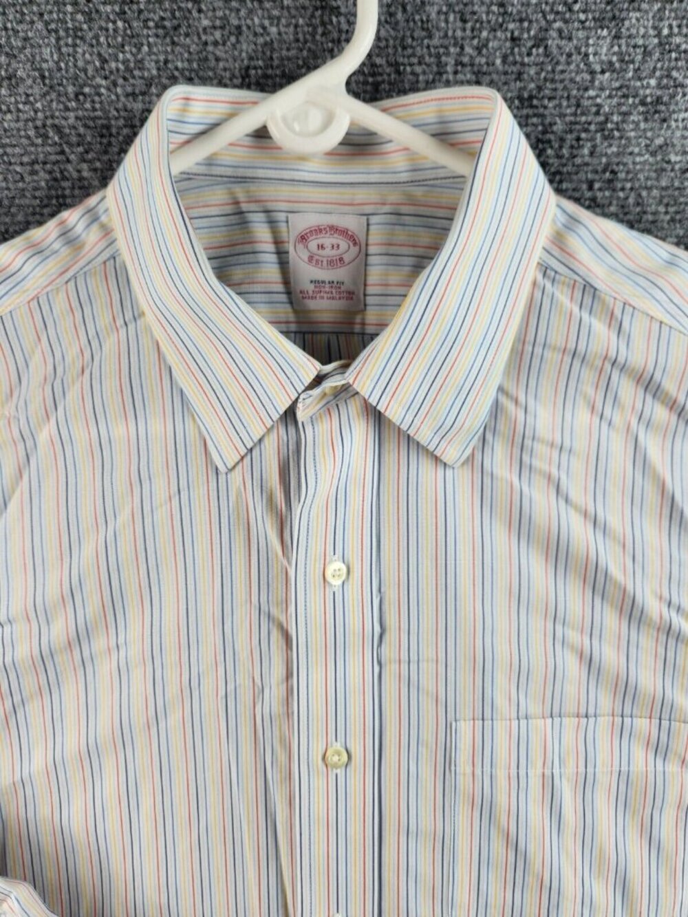 Brooks Brothers Regular Fit 16 33 Non-iron Colorful Multicolor Striped Button Up